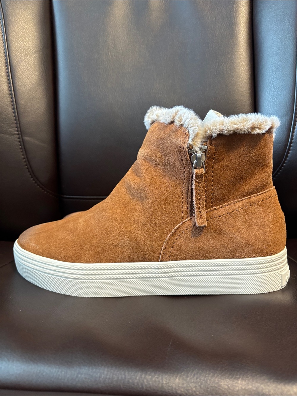 Women’s Dolce Vita Faux-Fur Trim Suede Ankle Boots - Brown